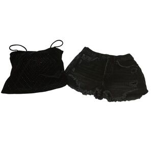 Free people lasso shorts blackwash sz 26 Y2K bonus vintage top whimsigoth med